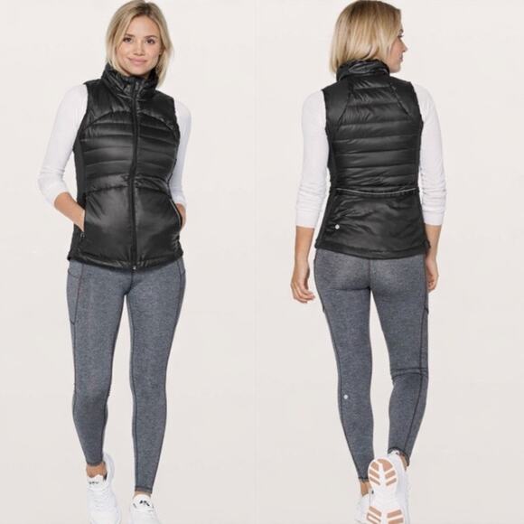 Lululemon Jackets & Blazers - Lululemon Down For A Run Vest Black Goose Down Stretch Panels Sz 2 $148 retail